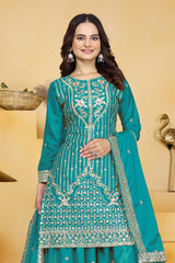 Sophisticated Sharara Kurta Set Intricate Thread Work Festive Ensemble
