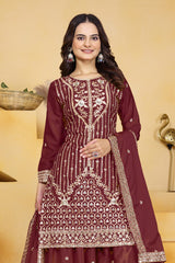 Sophisticated Sharara Kurta Set Intricate Thread Work Festive Ensemble