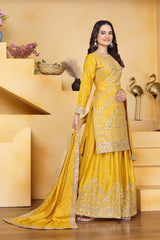 Sophisticated Sharara Kurta Set Intricate Thread Work Festive Ensemble