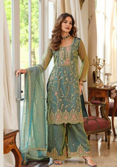 Premium Festive Organza Suit Set Sophisticated Traditional Wear with Embellished Border