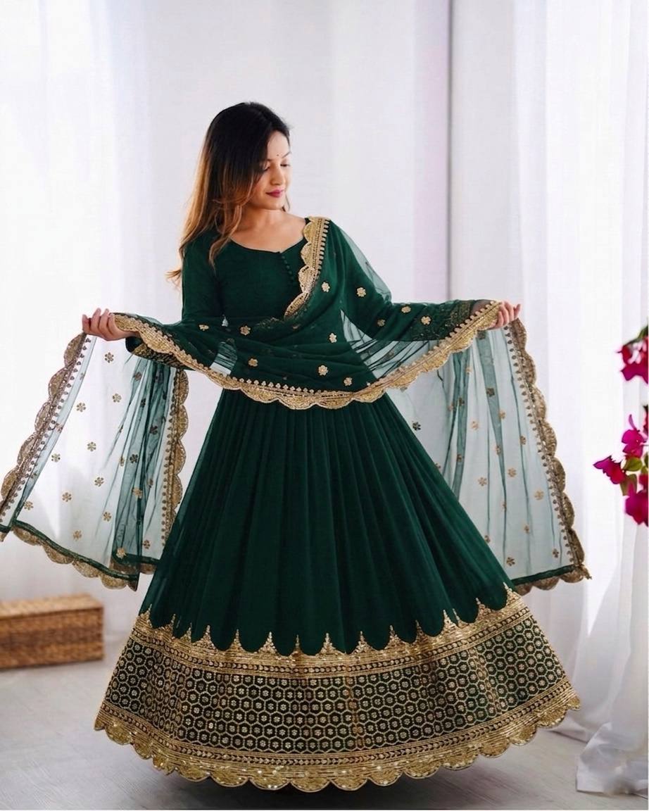 Elegant Embroidered Anarkali Ensemble with Scalloped Dupatta Festive Collection