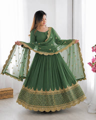 Sophisticated Anarkali Suit Set Intricate Golden Embellishments and Festive Party Outfit