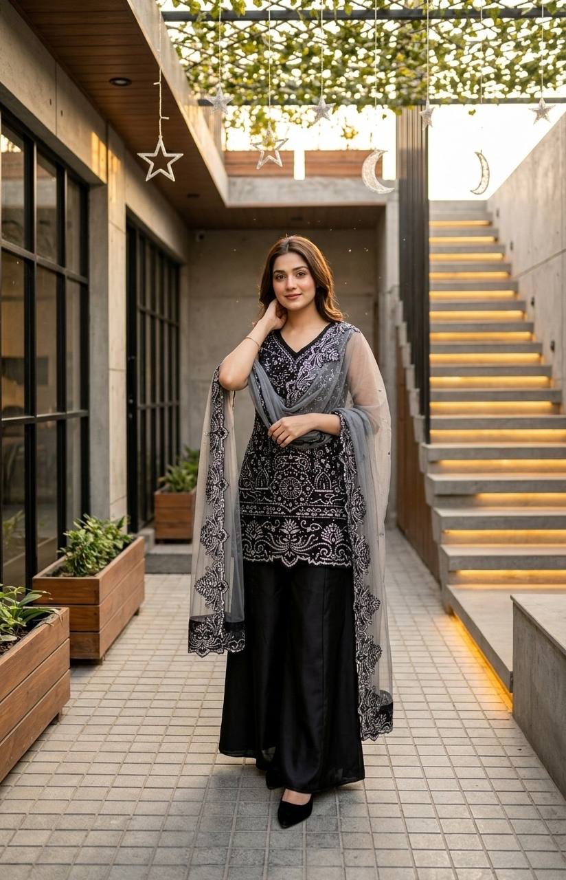 Exclusive Ethnic Sharara Set for Wedding Occasions Heavy Sequins and Thread Work Party Outfit