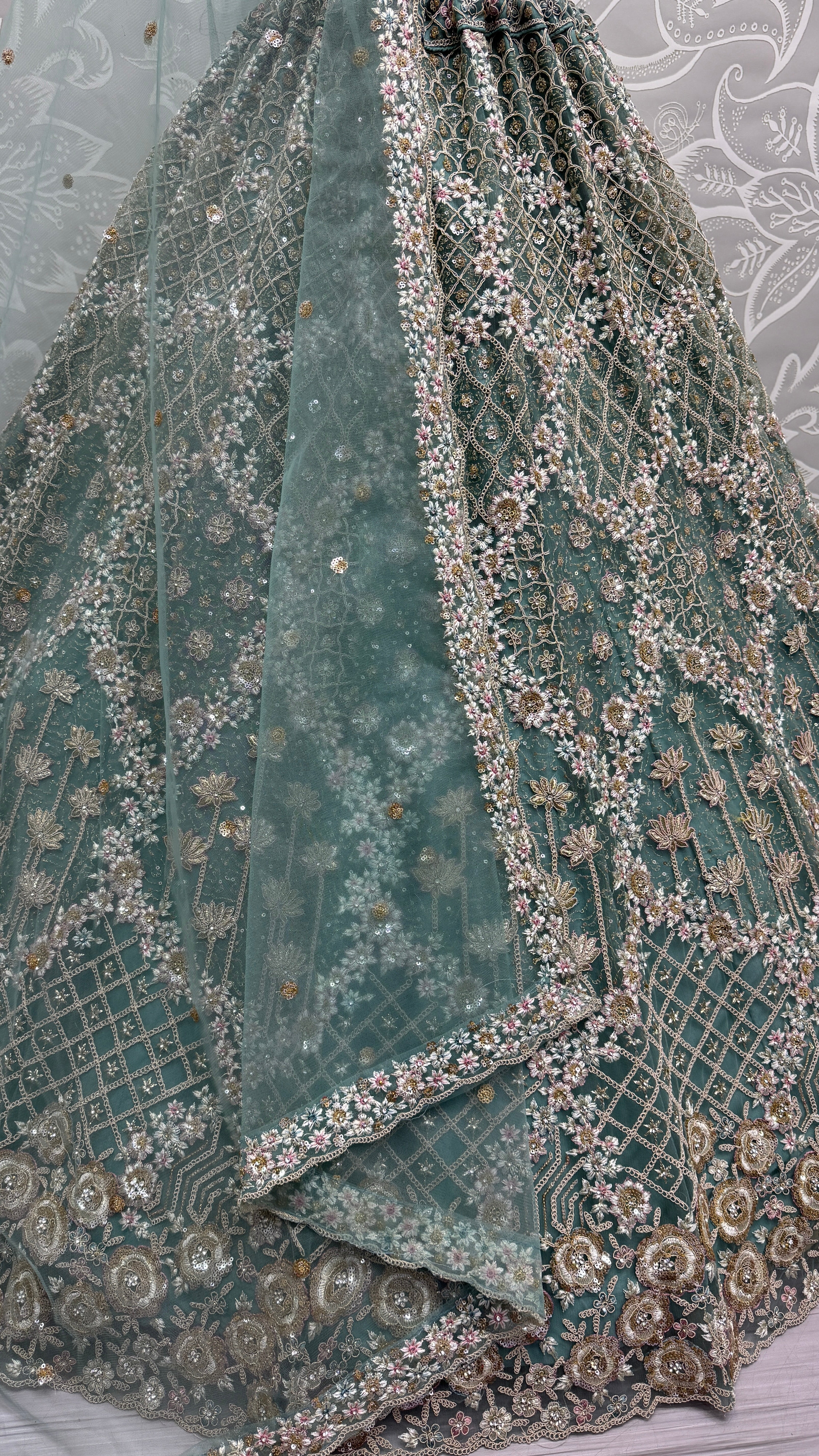 Heavy Embroidered Bridal Lehenga Choli with Sequins & Stone Work