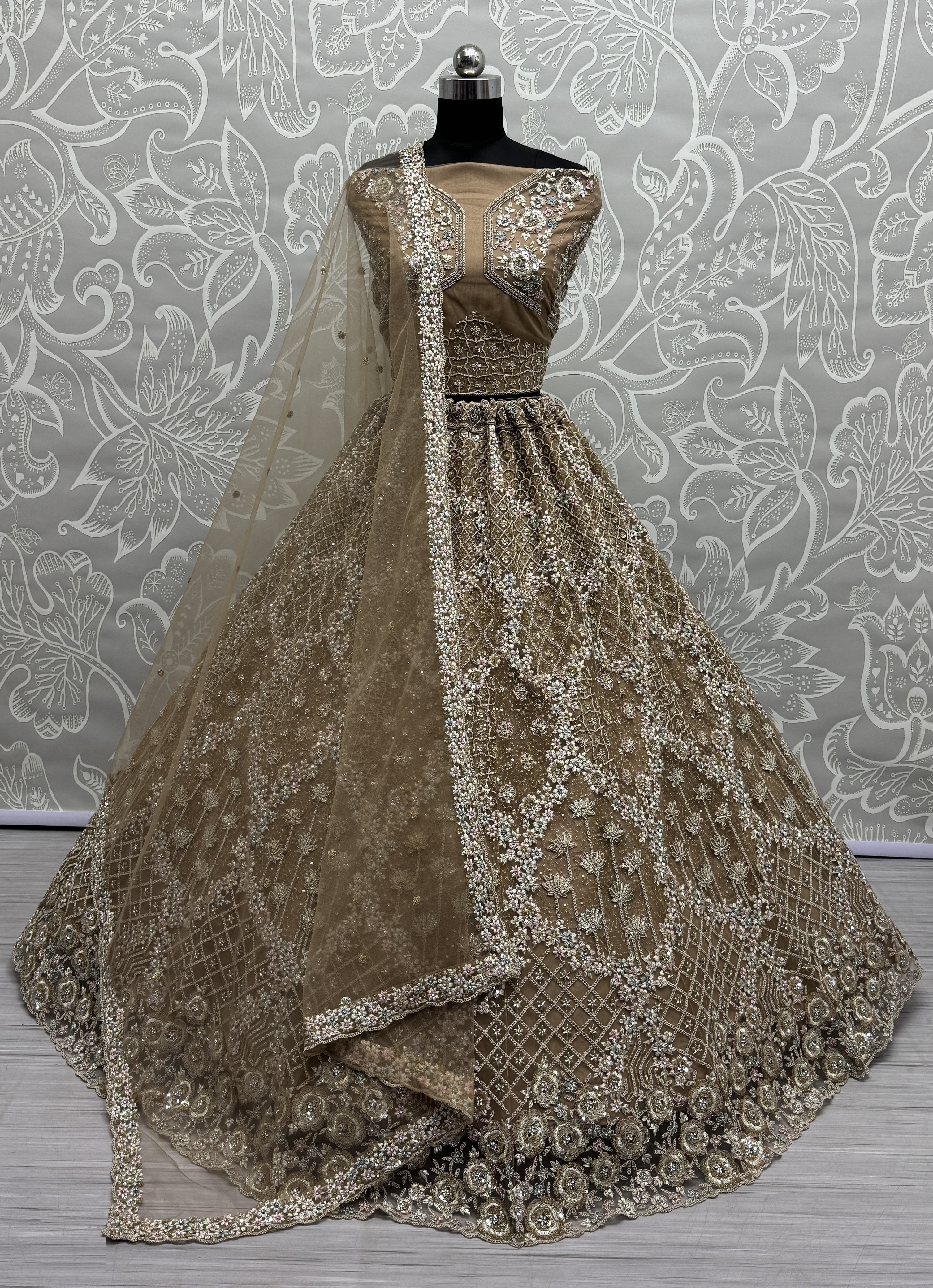 Heavy Embroidered Bridal Lehenga Choli with Sequins & Stone Work