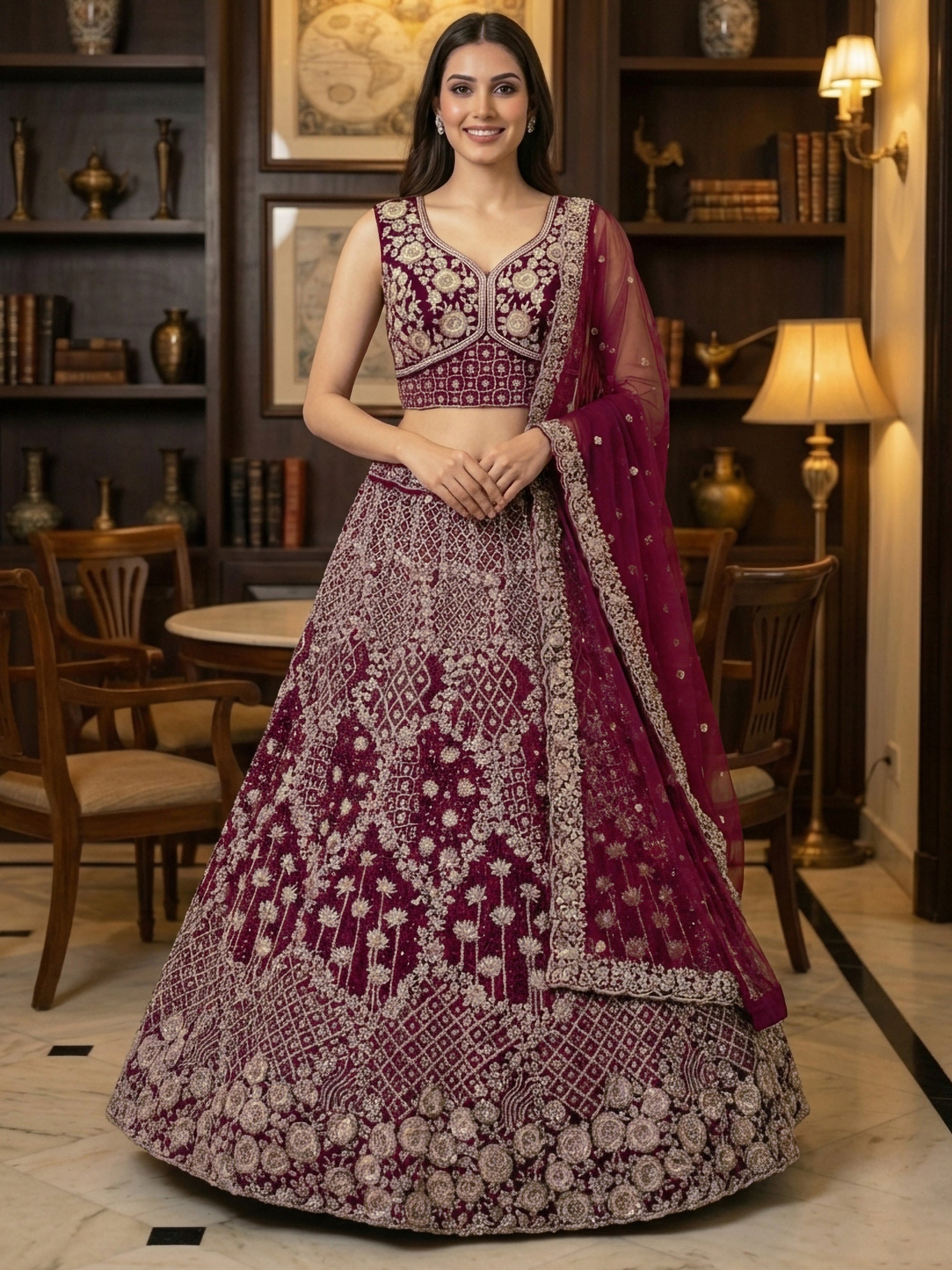 Heavy Embroidered Designer Lehenga Choli with Dupatta Wedding & Reception Wear