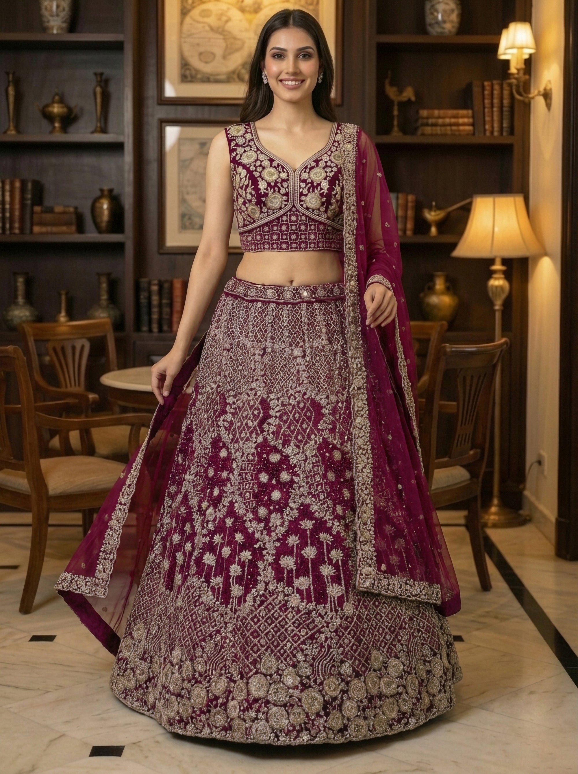 Heavy Embroidered Designer Lehenga Choli with Dupatta Wedding & Reception Wear