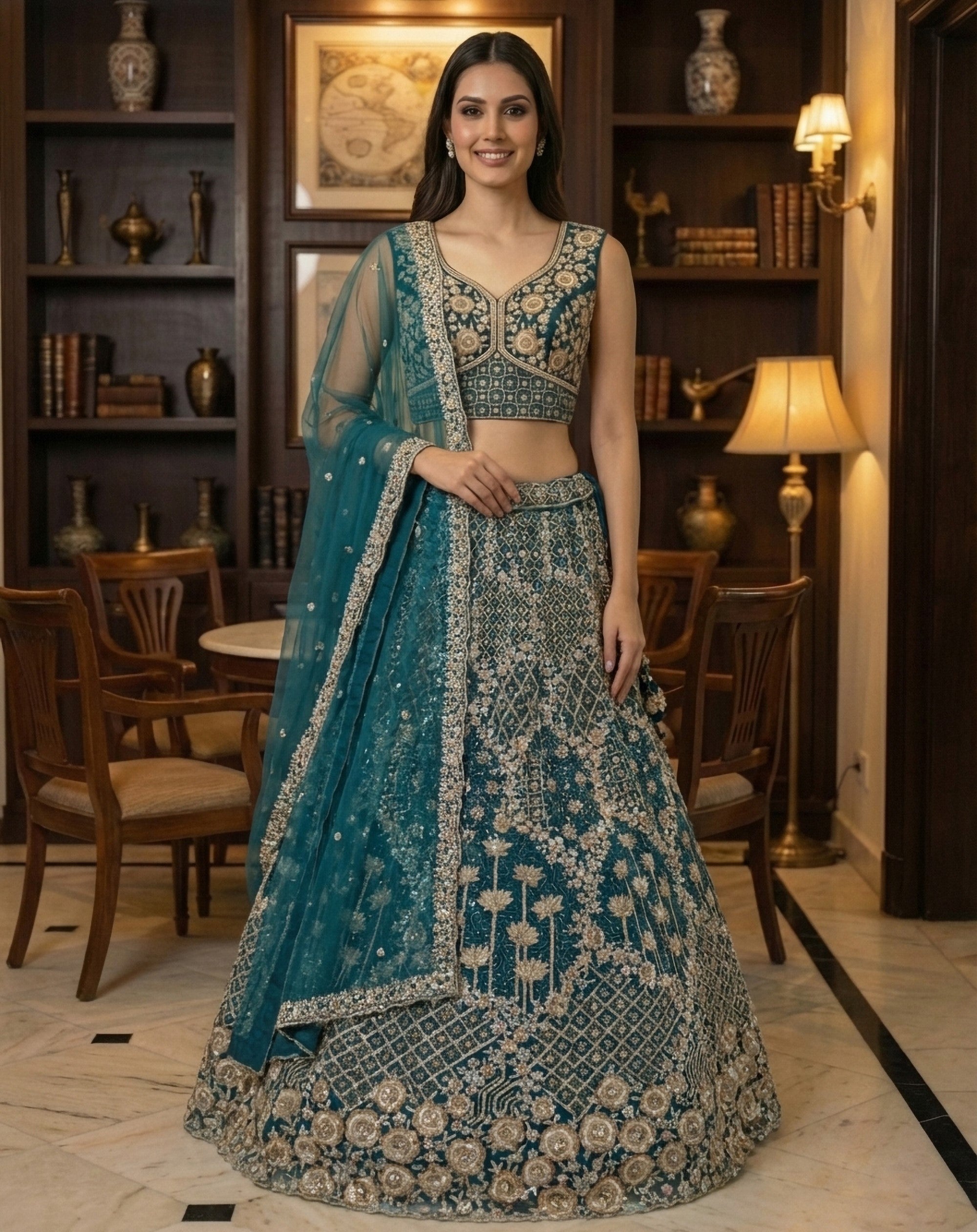 Heavy Embroidered Designer Lehenga Choli with Dupatta Wedding & Reception Wear