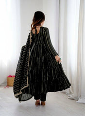 Sophisticated Traditional Anarkali Ensemble Striped Festive Wear for Women