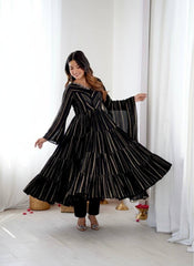 Sophisticated Traditional Anarkali Ensemble Striped Festive Wear for Women