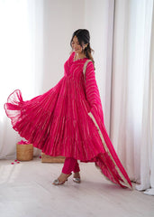 Sophisticated Traditional Anarkali Ensemble Striped Festive Wear for Women
