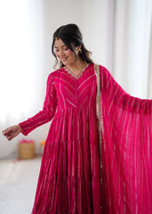 Sophisticated Traditional Anarkali Ensemble Striped Festive Wear for Women