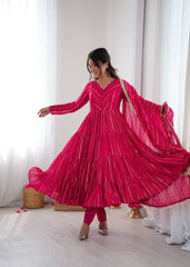 Sophisticated Traditional Anarkali Ensemble Striped Festive Wear for Women