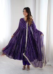 Sophisticated Traditional Anarkali Ensemble Striped Festive Wear for Women