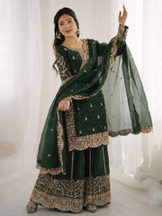 Luxurious Festive Organza Sharara Set Hand Embellished Ethnic Ensemble