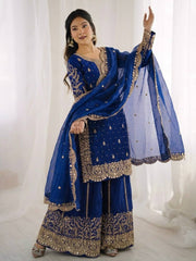 Luxurious Festive Organza Sharara Set Hand Embellished Ethnic Ensemble
