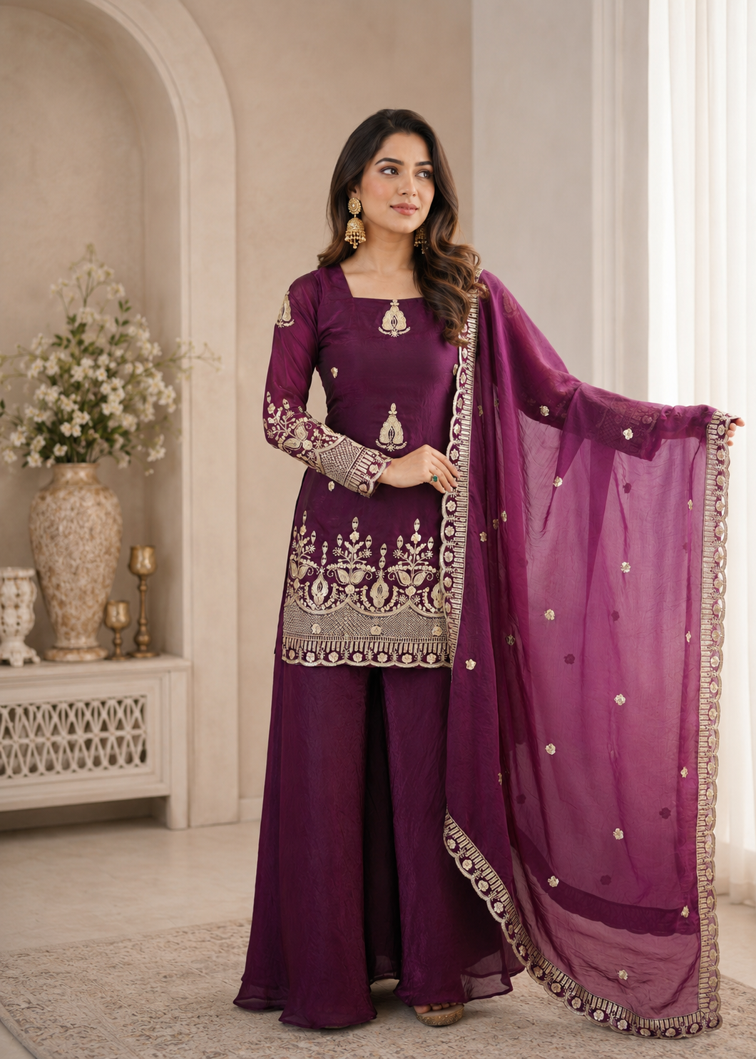 Sophisticated Embellished Sharara Suit Traditional Craftsmanship for Special Occasions