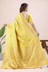 Sophisticated Traditional Banarasi Saree Opulent Gold Zari Border for Weddings and Celebrations