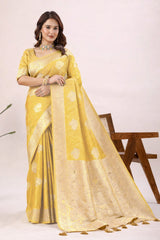 Sophisticated Traditional Banarasi Saree Opulent Gold Zari Border for Weddings and Celebrations