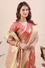 Sophisticated Traditional Banarasi Saree Opulent Gold Zari Border for Weddings and Celebrations