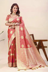 Sophisticated Traditional Banarasi Saree Opulent Gold Zari Border for Weddings and Celebrations