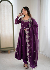 Luxurious Embroidered Anarkali with Matching Pant And Dupatta Designer Ethnic Set