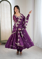 Luxurious Embroidered Anarkali with Matching Pant And Dupatta Designer Ethnic Set