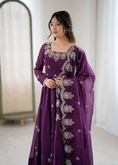 Luxurious Embroidered Anarkali with Matching Pant And Dupatta Designer Ethnic Set