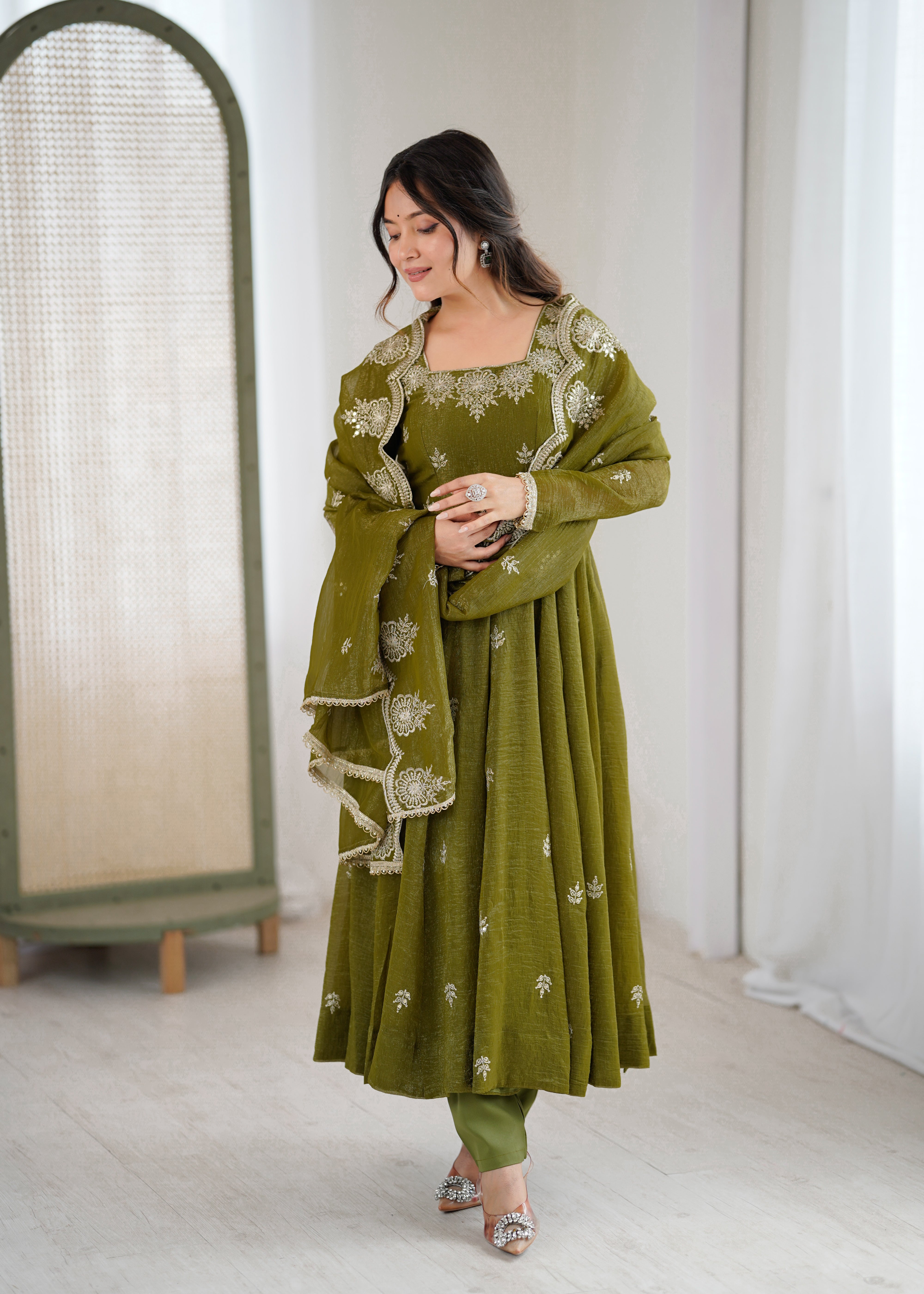 Luxurious Embroidered Anarkali with Matching Pant And Dupatta Designer Ethnic Set