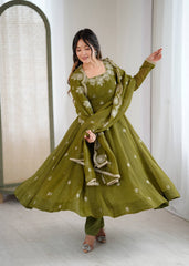 Luxurious Embroidered Anarkali with Matching Pant And Dupatta Designer Ethnic Set
