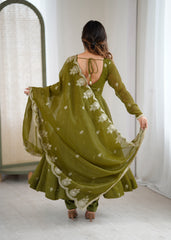 Luxurious Embroidered Anarkali with Matching Pant And Dupatta Designer Ethnic Set