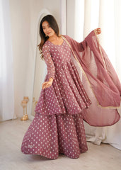 Contemporary Peplum Sharara Set Stylish Festive Wear with Intricate Details