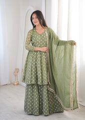 Contemporary Peplum Sharara Set Stylish Festive Wear with Intricate Details