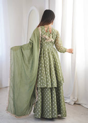 Contemporary Peplum Sharara Set Stylish Festive Wear with Intricate Details