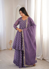 Contemporary Peplum Sharara Set Stylish Festive Wear with Intricate Details