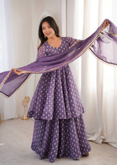 Contemporary Peplum Sharara Set Stylish Festive Wear with Intricate Details