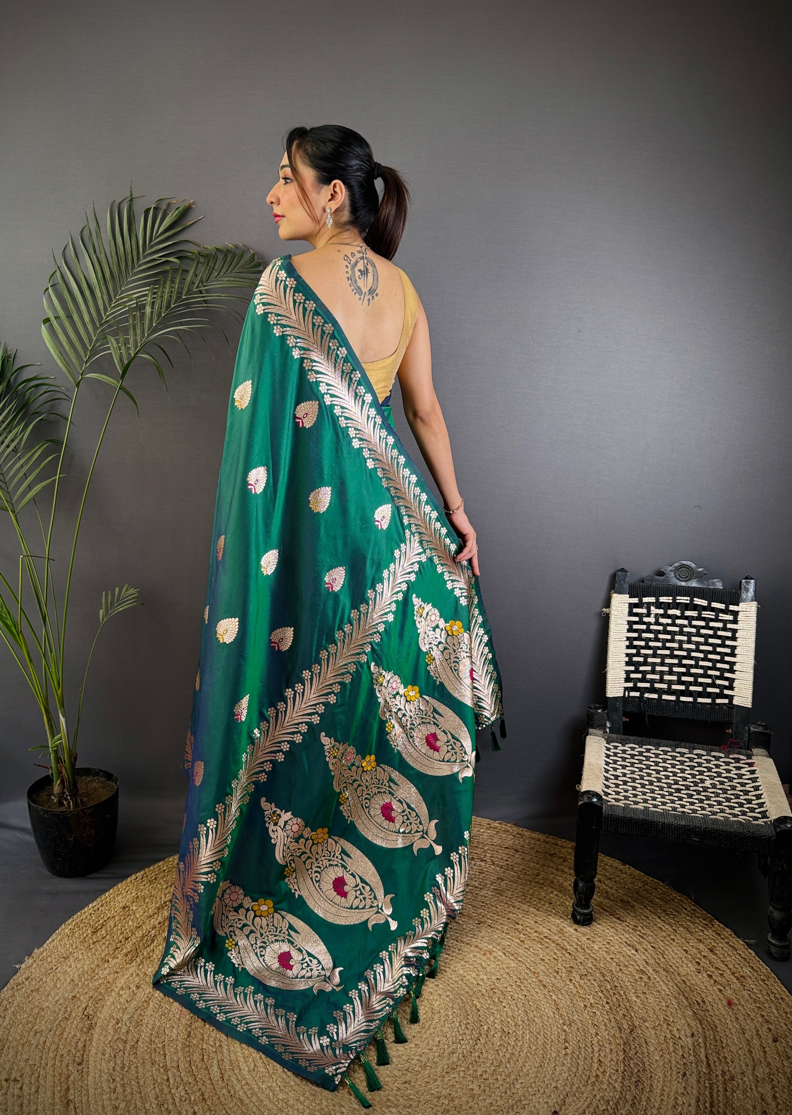 Elegant Banarasi Soft Silk Saree with Rich Zari Border Woven Pallu Traditional Indian Ethnic Wear for Weddings and Festivals