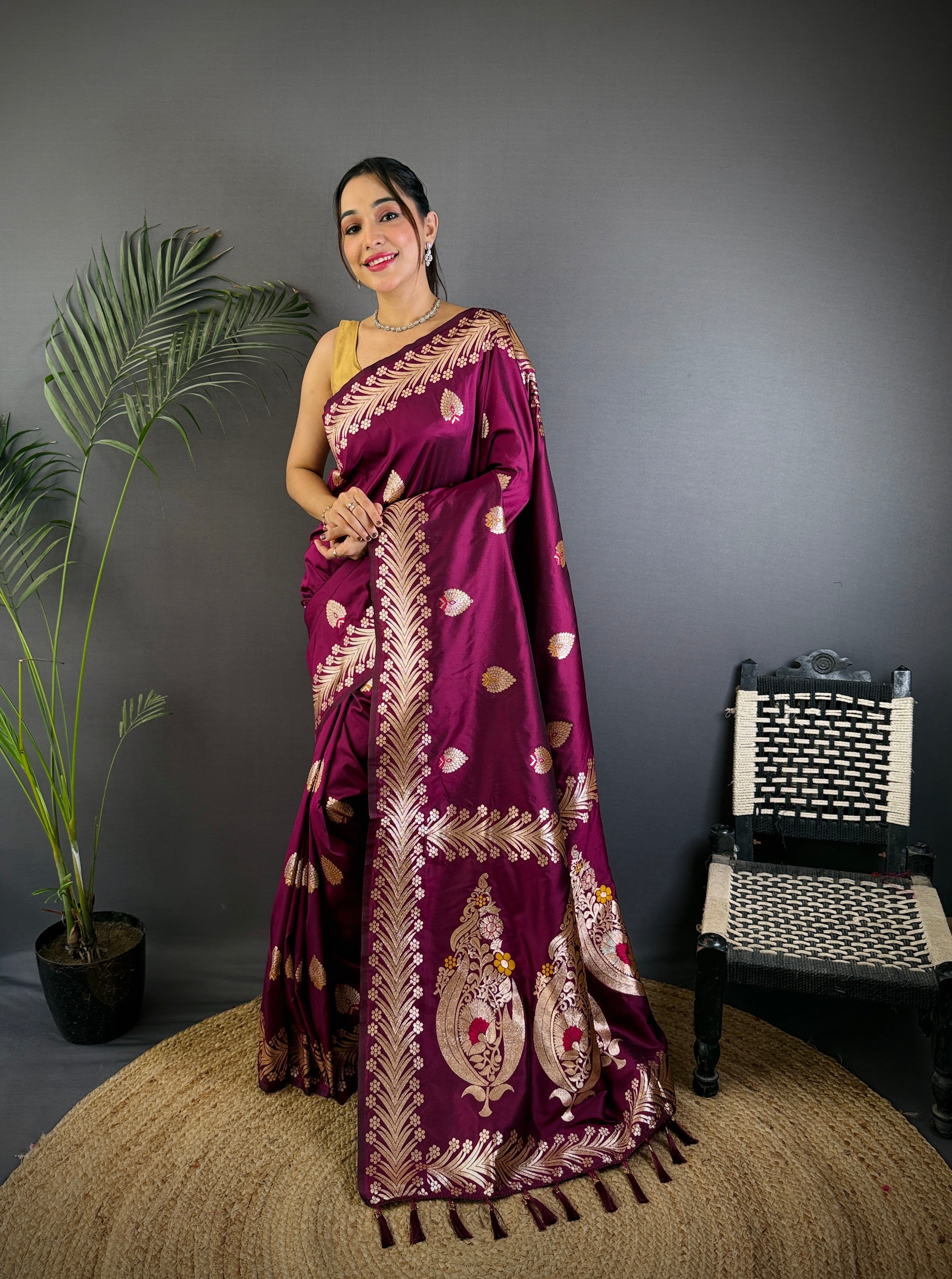 Elegant Banarasi Soft Silk Saree with Rich Zari Border Woven Pallu Traditional Indian Ethnic Wear for Weddings and Festivals