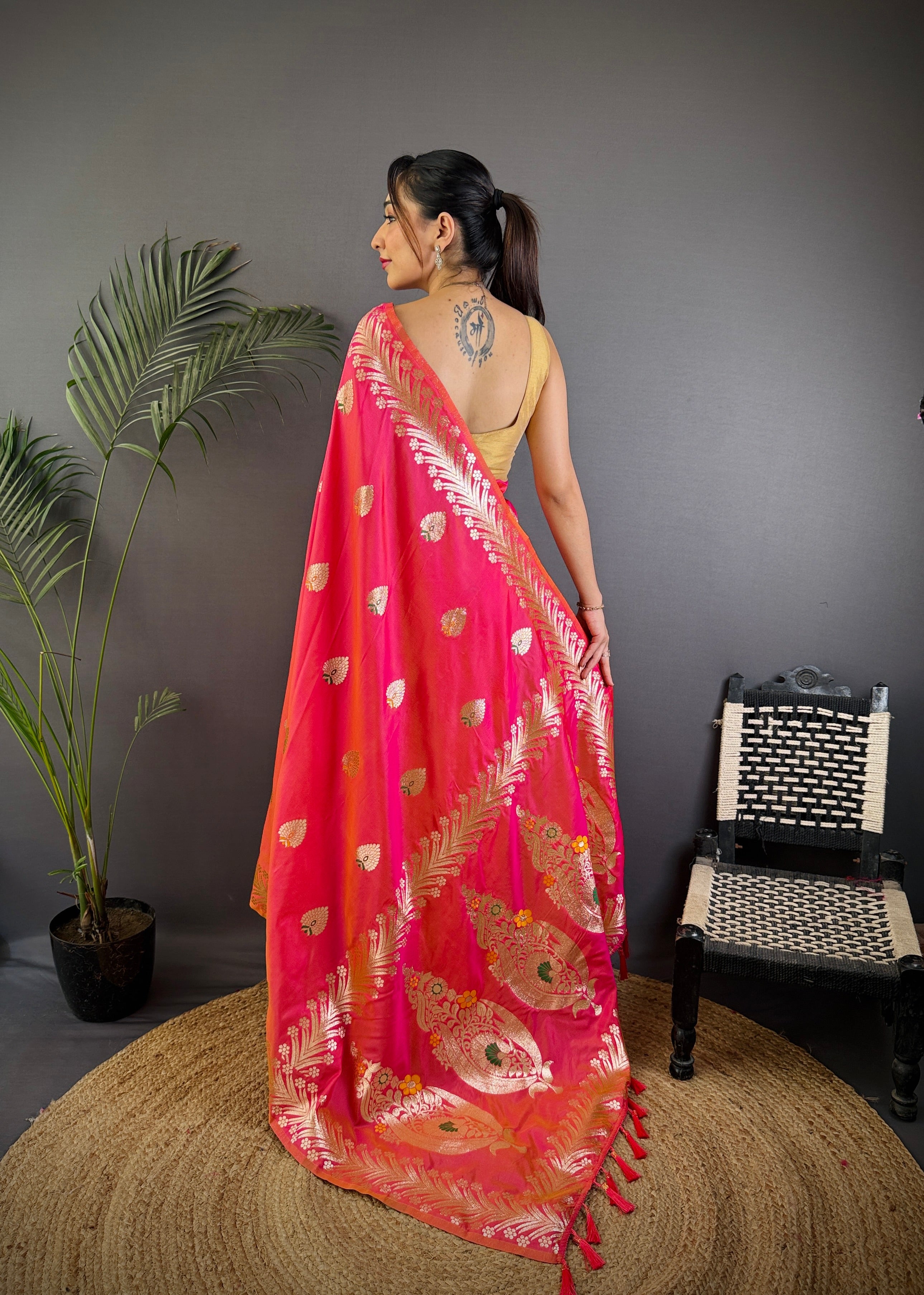 Elegant Banarasi Soft Silk Saree with Rich Zari Border Woven Pallu Traditional Indian Ethnic Wear for Weddings and Festivals