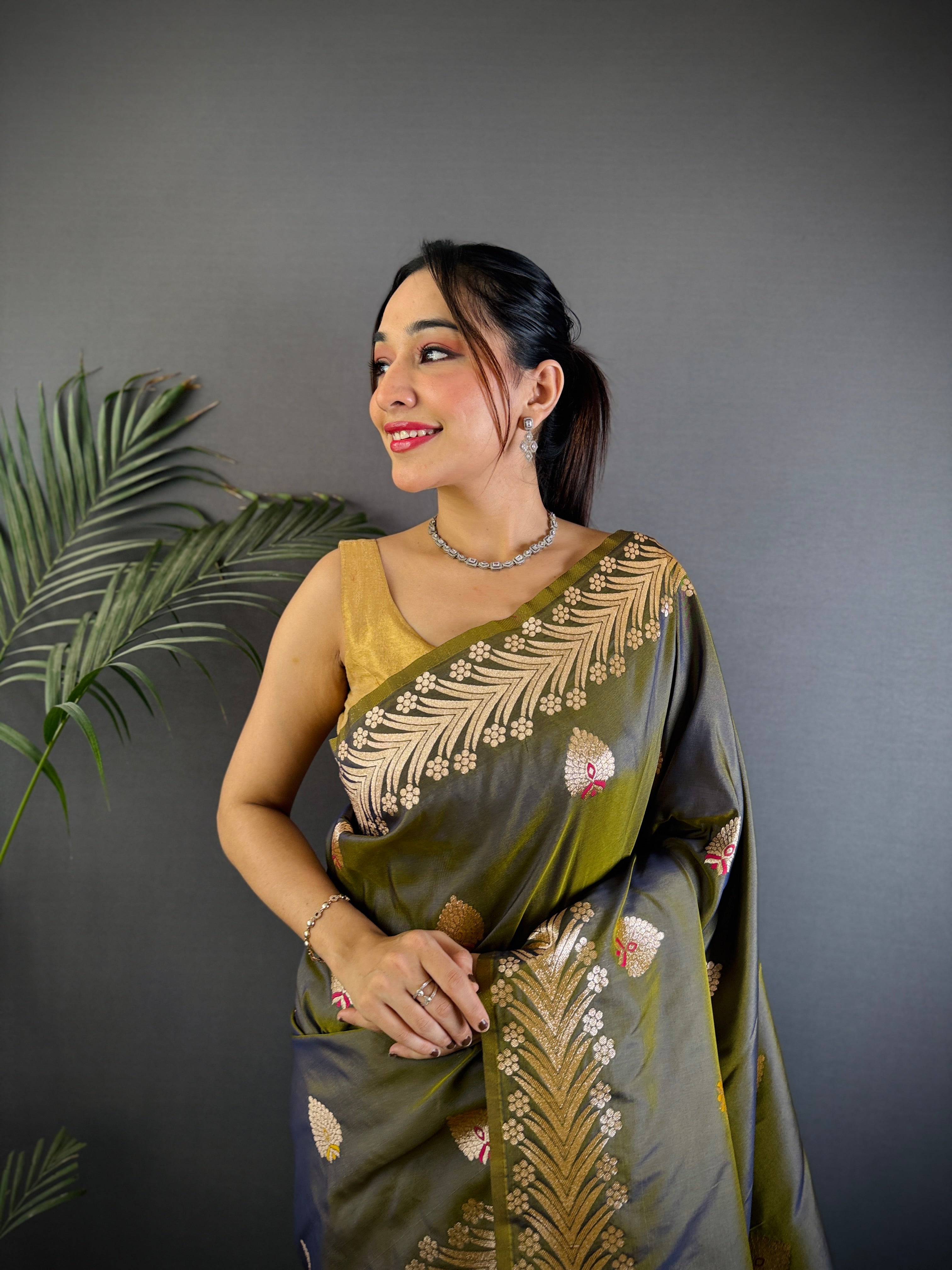 Elegant Banarasi Soft Silk Saree with Rich Zari Border Woven Pallu Traditional Indian Ethnic Wear for Weddings and Festivals