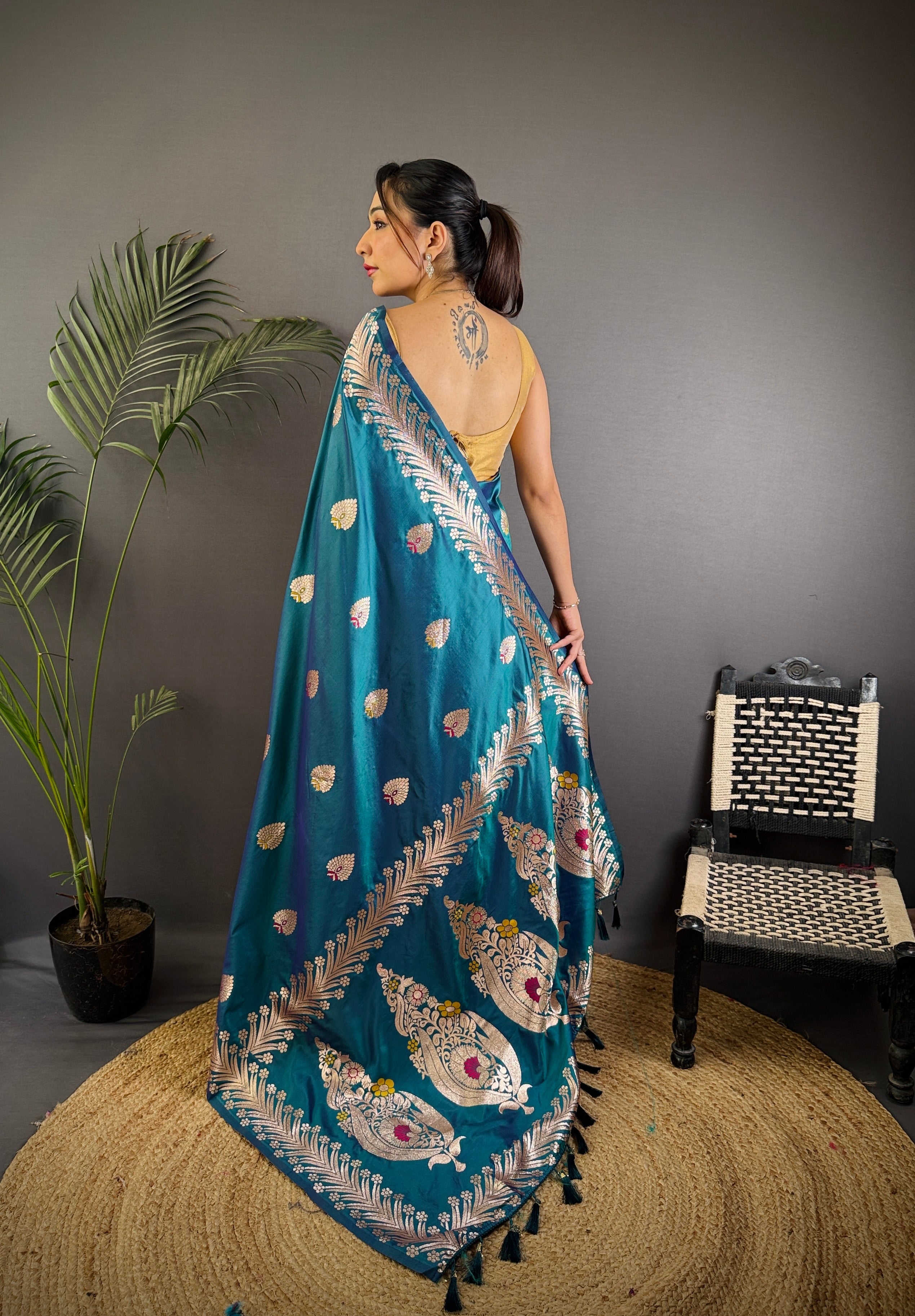 Elegant Banarasi Soft Silk Saree with Rich Zari Border Woven Pallu Traditional Indian Ethnic Wear for Weddings and Festivals