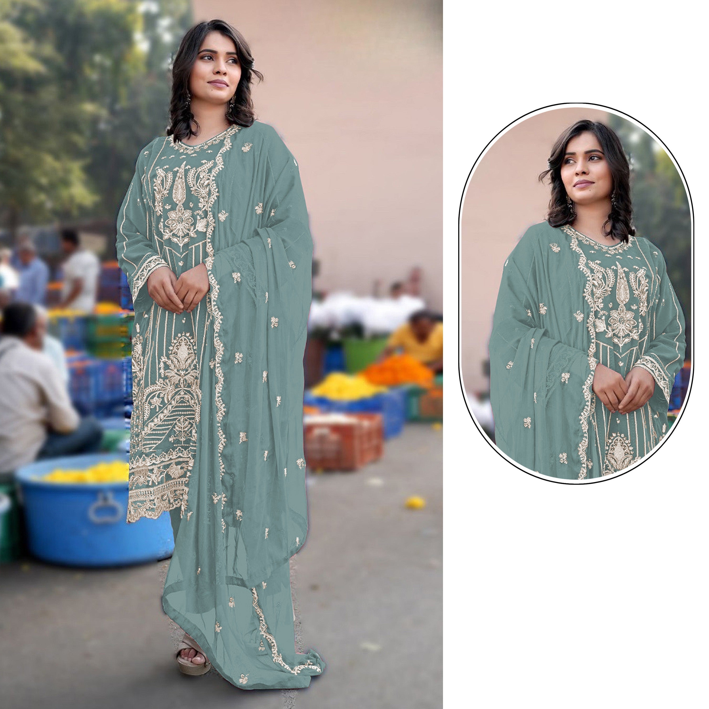 Exclusive Ethnic Festive Collection Intricate Embroidery Kurta Set for Special Occasions