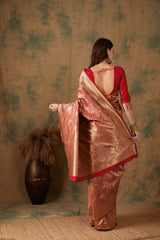 Luxurious Handloom Style Banarasi Saree Classic Ethnic Drape with Elaborate Gold Border