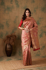 Luxurious Handloom Style Banarasi Saree Classic Ethnic Drape with Elaborate Gold Border