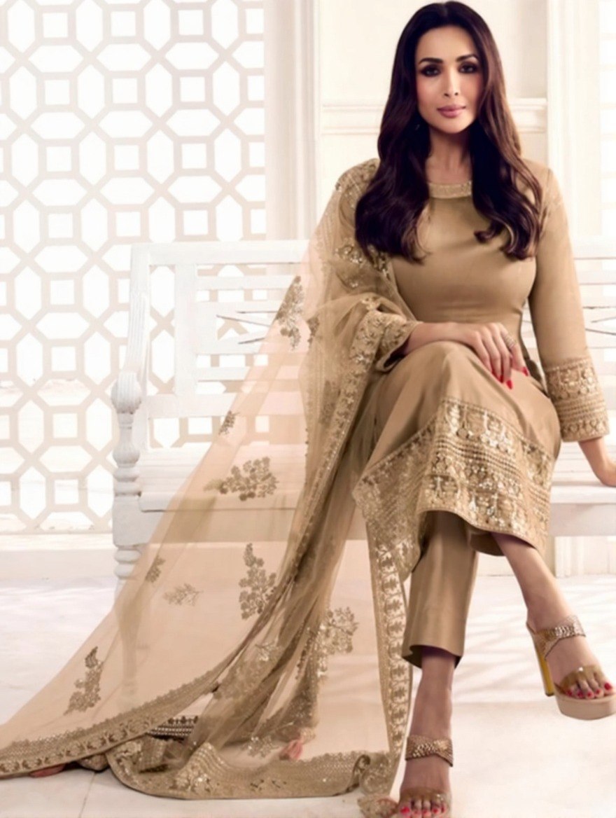 Elegant Festive Kurta with Pants and Sequinned Net Dupatta Traditional Ethnic Wear for Weddings