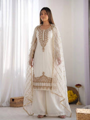Sophisticated Festive Ethnic Ensemble Featuring Intricate Embroidery and Detailed Dupatta