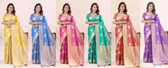 Sophisticated Traditional Banarasi Saree Opulent Gold Zari Border for Weddings and Celebrations