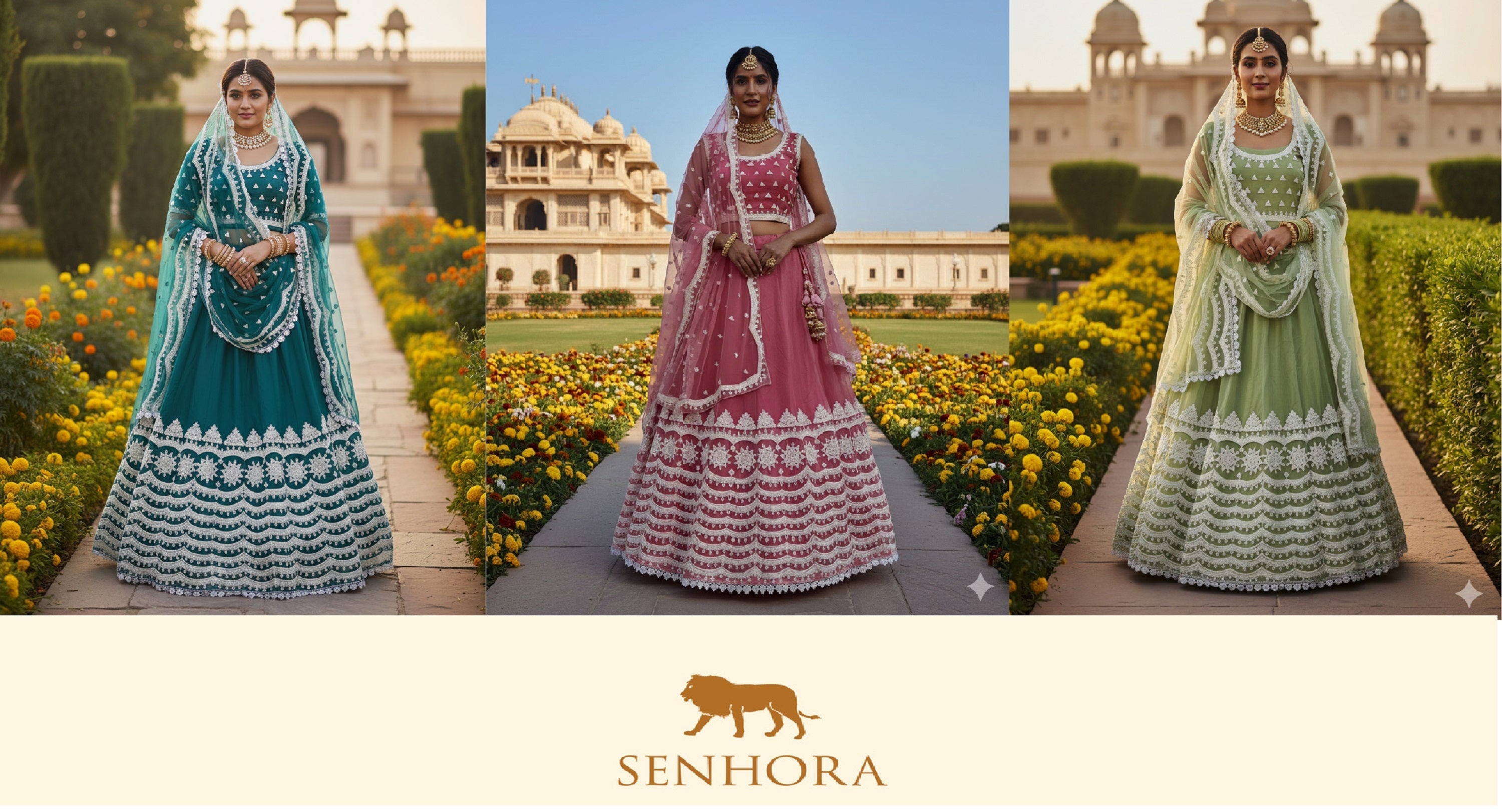 Chinnon Silk Lehenga Choli with Heavy Scallop Embroidery and Sequin Work