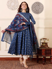 Morpich Rayon Printed Kurti Pant Dupatta Set