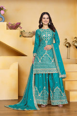 Sophisticated Sharara Kurta Set Intricate Thread Work Festive Ensemble
